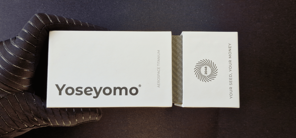 Caja Yoseyomo de titanio aeroespacial para almacenamiento BIP39 de frase semilla