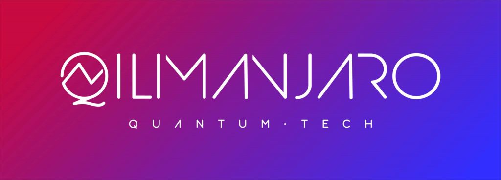 Logo Qilimanjaro Quantum Tech con fondo degradado rojo a azul