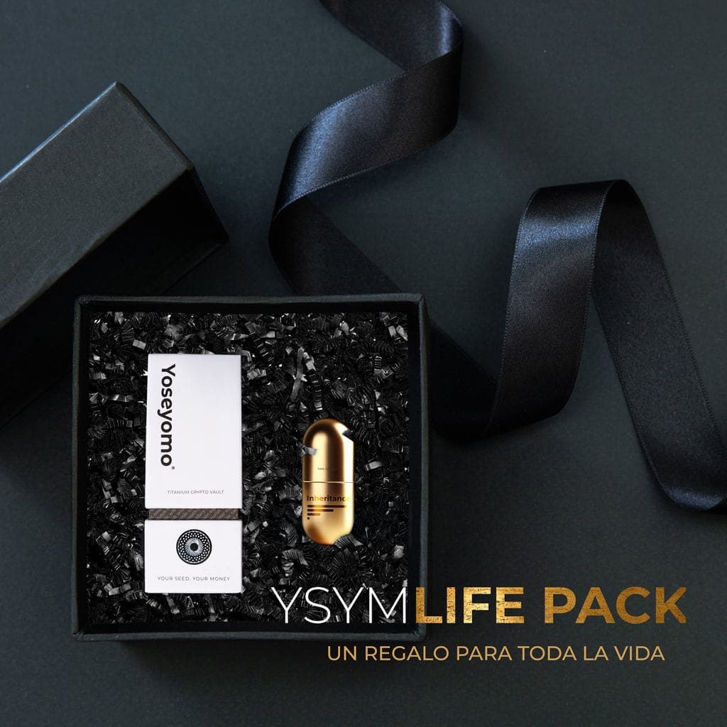 Yoseyomo Life Pack: cápsula dorada de titanio para frase semilla BIP39