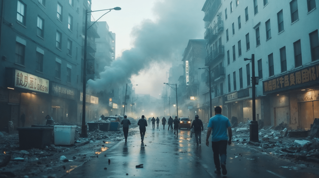 Ciudad colapsada en medio del caos