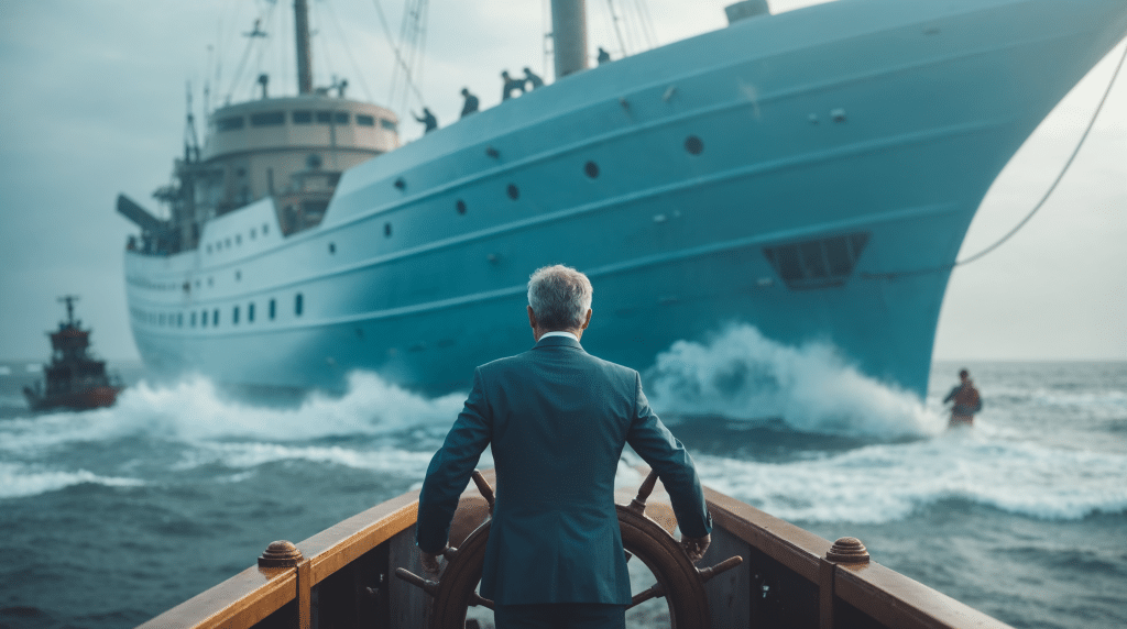 Ejecutivo al frente del barco
