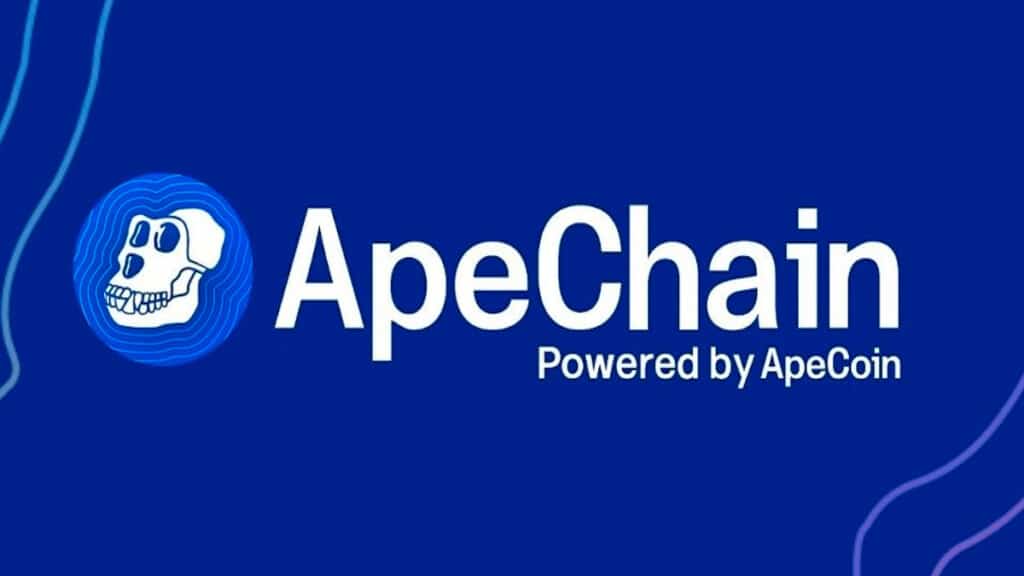 Logo de ApeChain, powered by ApeCoin, blockchain para NFT y gaming