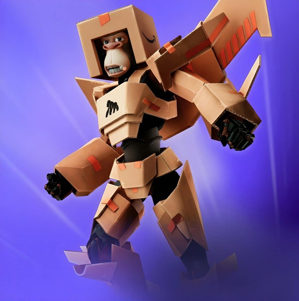 Robot simio Boximus con armadura de cartón, NFT Amazon Prime Gaming 2025