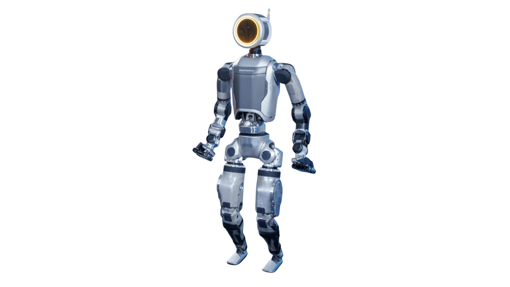 Robot humanoide Atlas de Boston Dynamics, diseño metálico bípede
