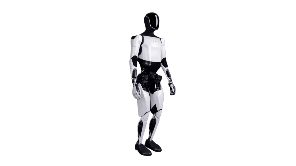 Tesla Optimus Gen 2, robot humanoide bípedo blanco y negro para automatización 2025