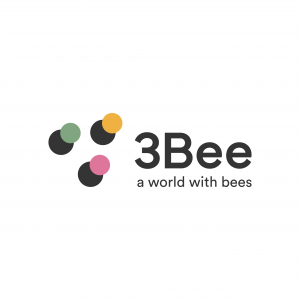 Logo de 3Bee con lema a world with bees, tecnología para proteger abejas y colmenas
