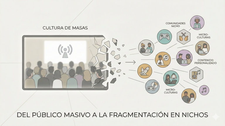 Infografía sobre el futuro de la cultura: del público masivo a la fragmentación en nichos y microculturas