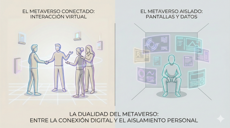 Metaverso conectado vs metaverso aislado: interacción virtual frente a pantallas y datos