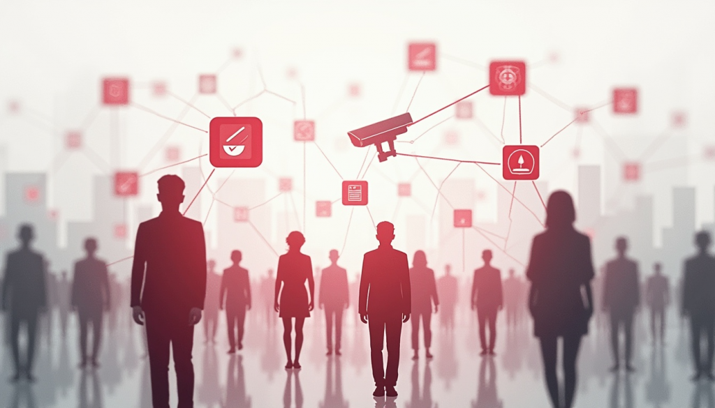 Multitud con cámara y red de datos: vigilancia digital, Euro Digital y control por huella de carbono.